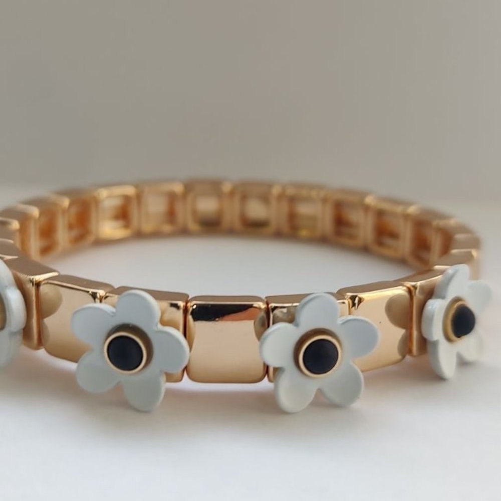 BEN-AMUN Bracelet Gold Plated Flower Stretch Made In USA - Picture 8 of 13